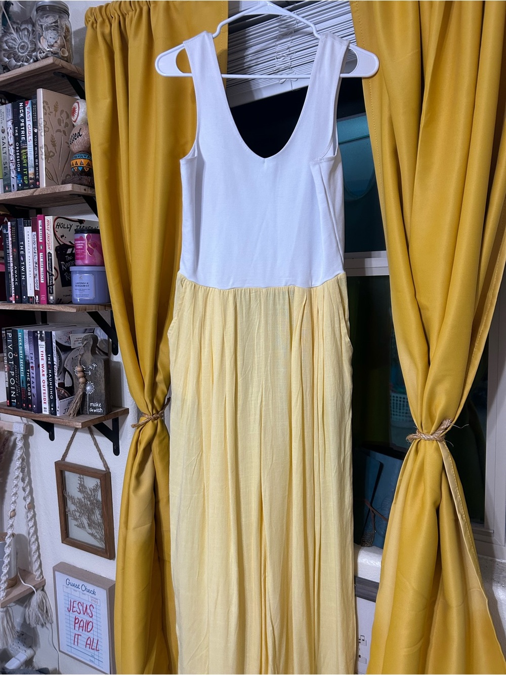 White Tank Top Yellow Maxi Dress